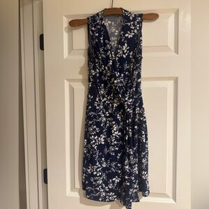 Kaileigh Navy and White Floral Midi Dress